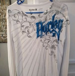 👻Mens white Hurley waffle long sleeved shirt